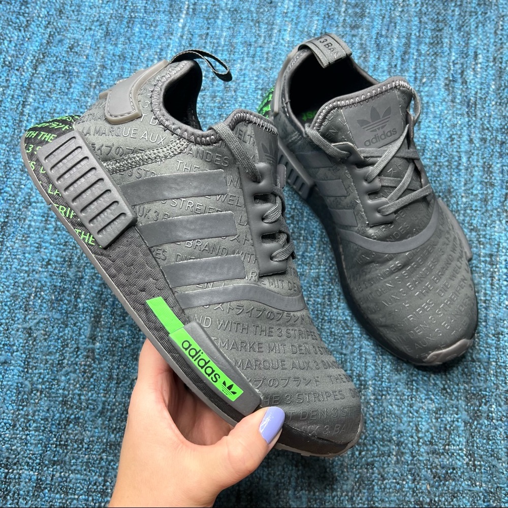 Adidas NMD R1 All Over Print Sneakers in Grey Signal Green